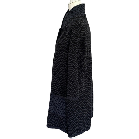 Chiaramente blue and black patterned jacket cardigan wool blend  size L - Picture 3 of 8